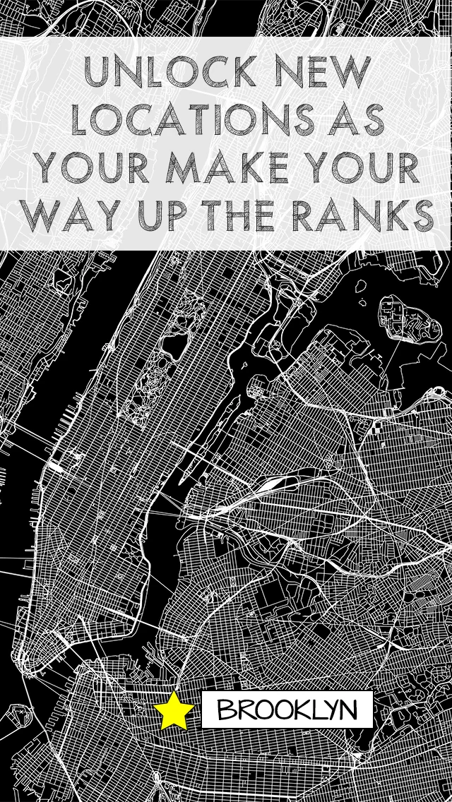 2016 App Store preview: Unlock new locations as you make your way up the ranks, over the map of New York with the Brooklyn star.
