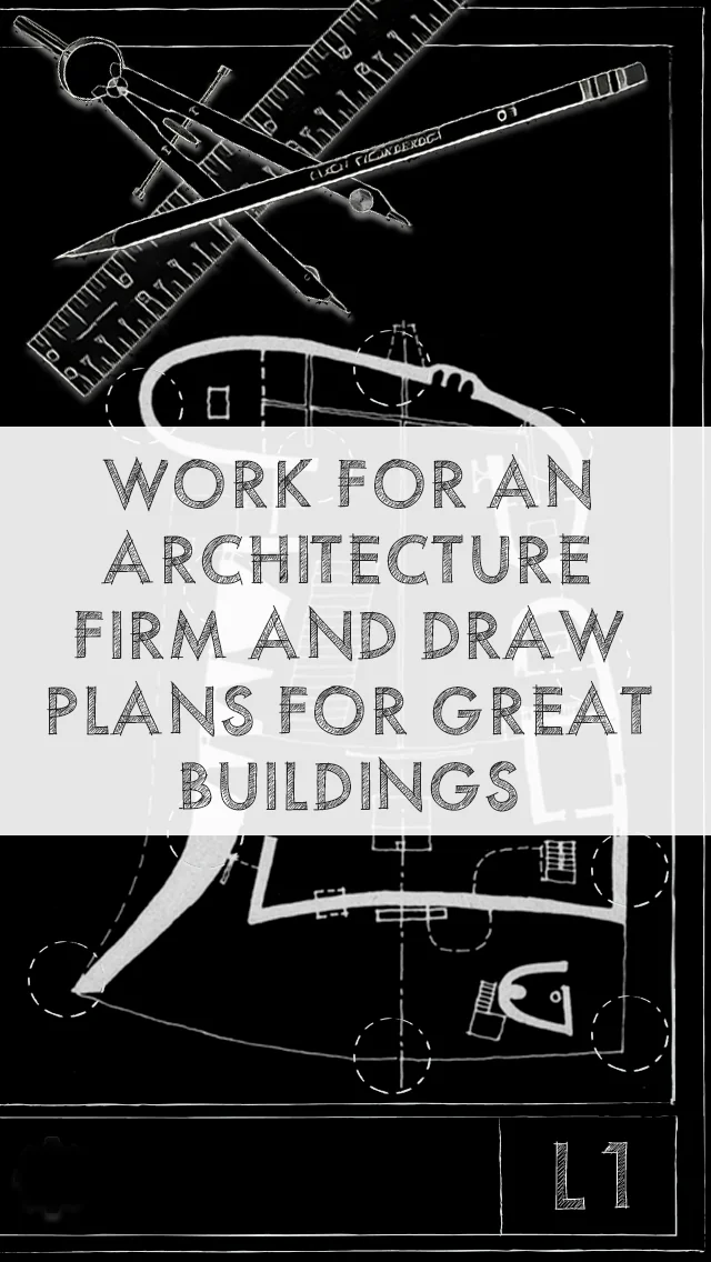 2016 App Store preview: Work for an architecture firm and draw plans for great buildings, over the inverted drawing board.